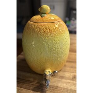 Pier 1 Ceramic Lemon Beverage Dispenser Turn Spout Lemonade Summer 12.5" Tall